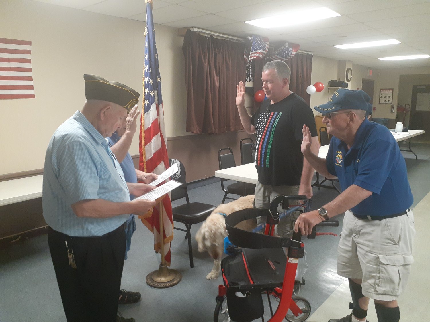 James Carr and Gene Smith are sworn in at AMVETS Post 18 on Carleton Avenue back in June. The Post will be hosting a Veterans Day ceremony at 11 a.m. on Nov. 11.